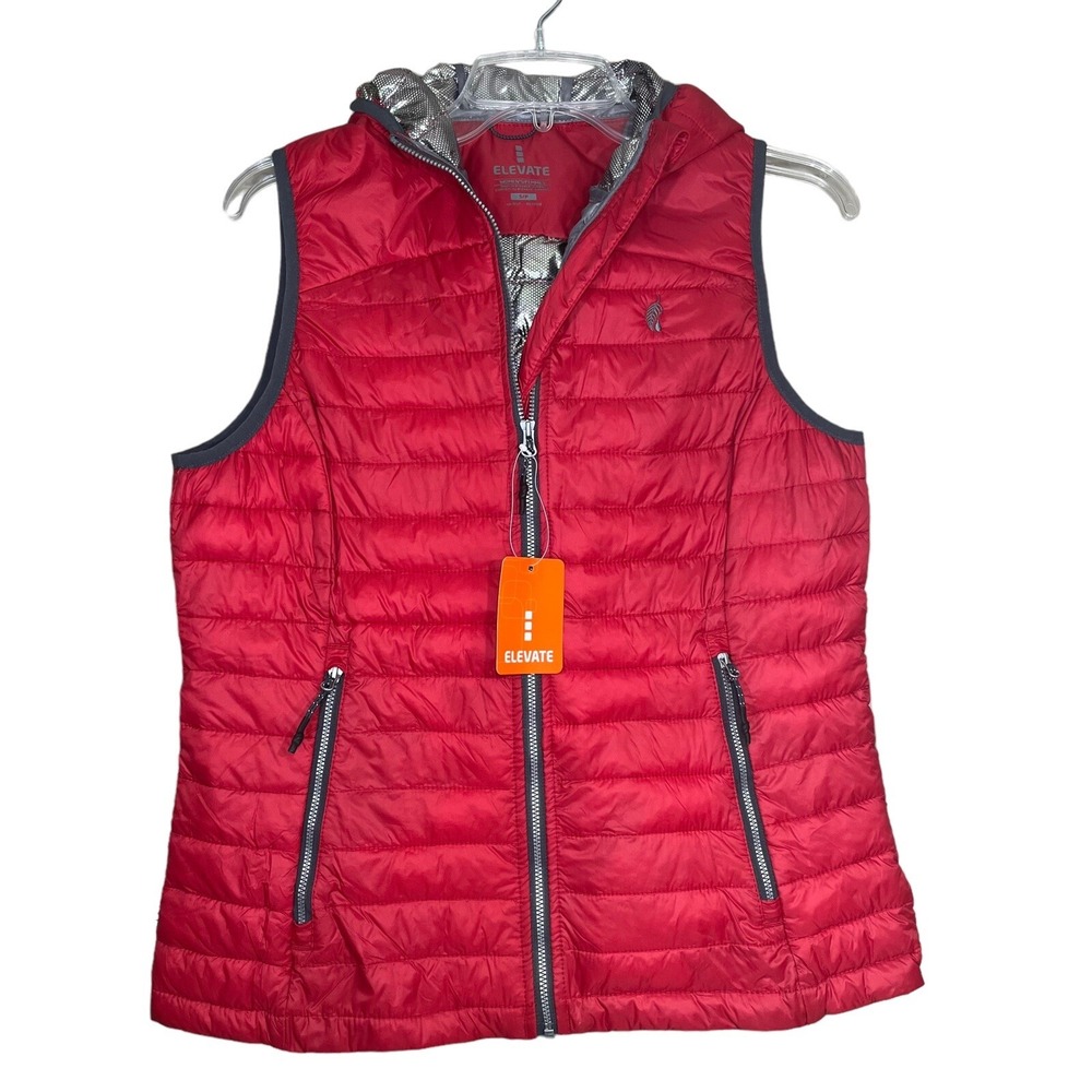 Elevate Women S Team Red Junction Packable Insulated Hooded Puffer Vest Gorpcore